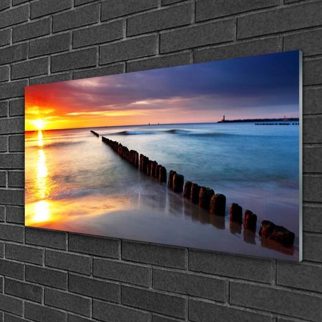 Glasbild Sea Sun Landscape Haus am Meer on Productcaster.