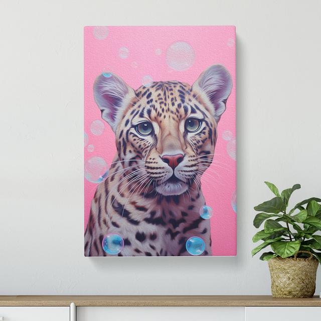 Leopard Bubble Gum Painting - Print Marlow Home Co. Size: 60cm H x 40cm W x 3cm D on Productcaster.