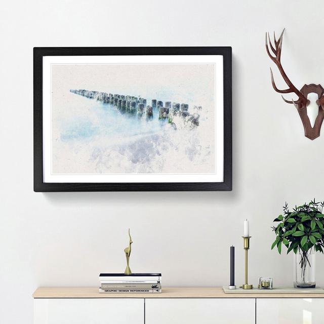 Breakwater within an Endless Sea - Picture Frame Graphic Art Print East Urban Home Size: 62cm H x 87cm W x 2cm D, Frame Option: Black Framed on Productcaster.