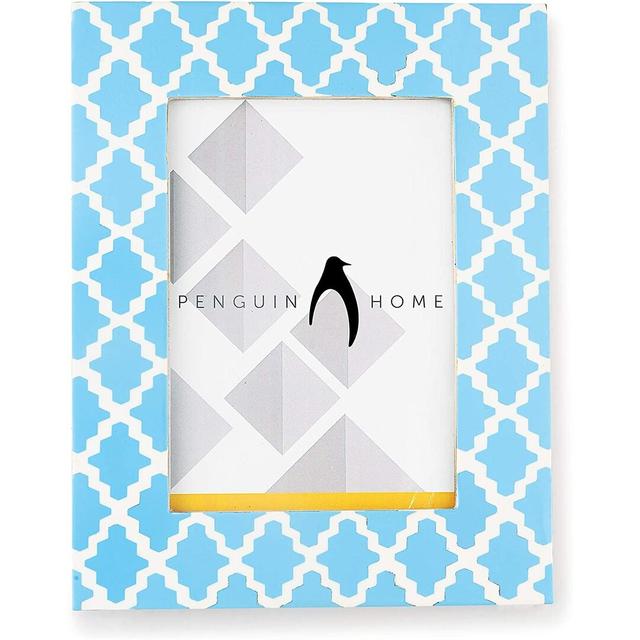 Criss-Cross Design Picture Frame Penguin Home Size: 24cm H x 19.3cm W x 24.3cm D, Colour: Blue on Productcaster.