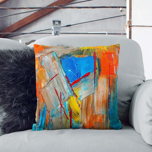 Abstract Art Painting Vol.399 by S.Johnson Cushion with Filling East Urban Home Size: 55 x 55 cm, Backing Colour: Black on Productcaster.