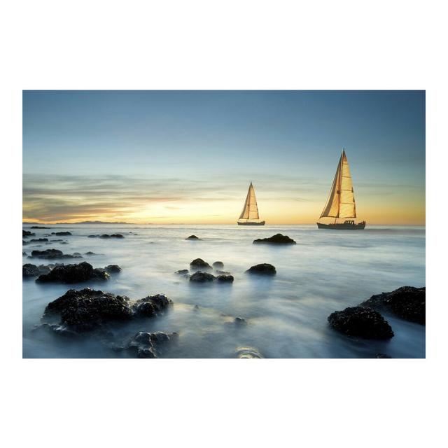 Sail Boats in the Ocean Semi-Gloss Wallpaper Roll East Urban Home Size: 4.8m x 320cm on Productcaster.