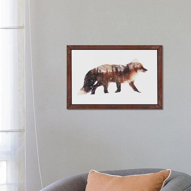 Arctic Red Fox by Andreas Lie - Floater Frame Print on Canvas Union Rustic Frame Option: Brown Framed, Size: 45.72cm H x 66.04cm W x 3.81cm D on Productcaster.