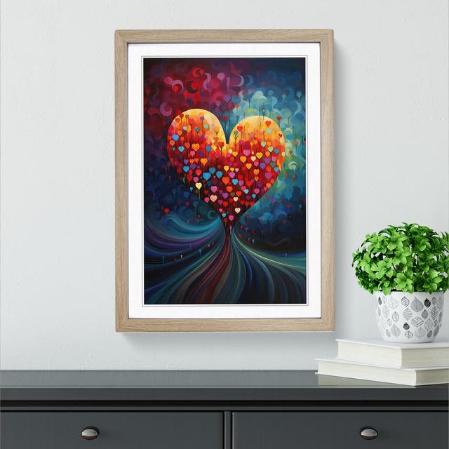 Love Heart Orphism - Single Picture Frame Print on Wood Metro Lane Frame Colour: Oak, Size: 64cm H x 46cm W x 2cm D on Productcaster.