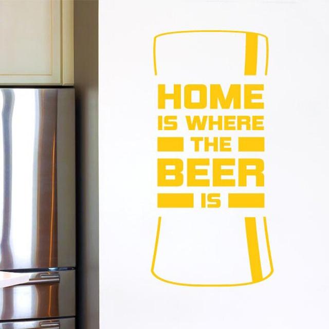 Home Is Where The Beer Is Beer Bottle Wall Sticker East Urban Home Colour: Dark Blue, Size: Medium on Productcaster.