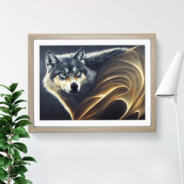 Awe Inspiring Wolf - Picture Frame Graphic Art Alpen Home Frame Colour: Oak, Size: 46cm H x 64cm W x 2cm D on Productcaster.