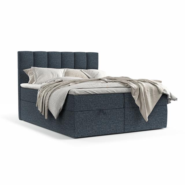 Luxus Boxspringbett Essence mit Visco-Schaum Topper mit Algenbezug Maison de Rêve Größe: 180 x 200 cm, Farbe: Navyblau on Productcaster.