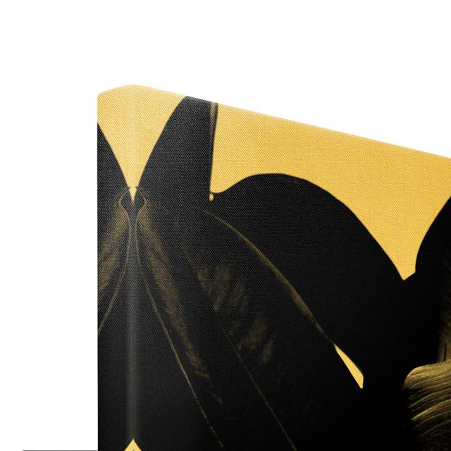 Black and White Rubber Tree Leaves - Wrapped Canvas Photograph Ebern Designs Size: 60cm H x 90cm W, Format: Canvas Gold 435g/m², Colour: Gold on Productcaster.