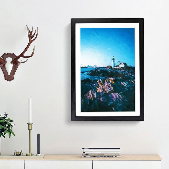 Lighthouse in Cape Elizabeth Maine in Abstract - Picture Frame Graphic Art Print East Urban Home Frame Option: Black Framed, Size: 48cm H x 36cm W x 2 on Productcaster.