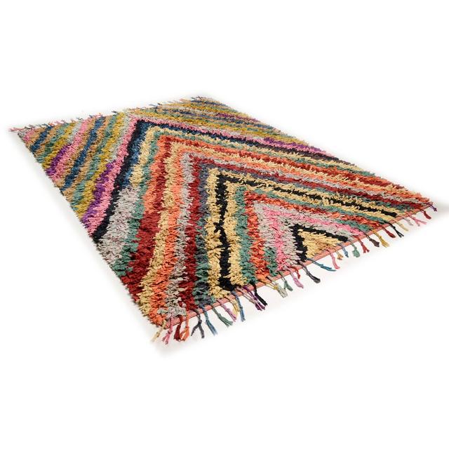 Vintage Vivid Stripes Handmade Kilim Cotton Natural Rug Tom Tailor Rug Size: Rectangular 140 x 200cm on Productcaster.