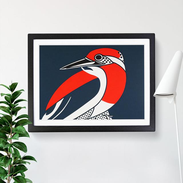 Delicious Kingfisher Bird Abstract - Picture Frame Painting Marlow Home Co. Size: 46cm H x 64cm W x 2cm D, Frame Colour: Black on Productcaster.