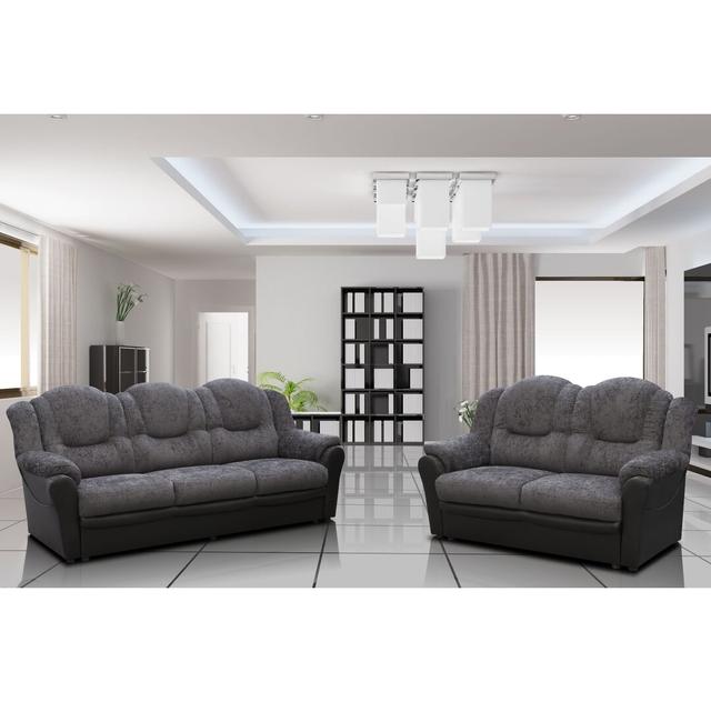 Colin 2 - Piece Faux Leather Living Room Set Ebern Designs Upholstery Colour: Black/Grey on Productcaster.