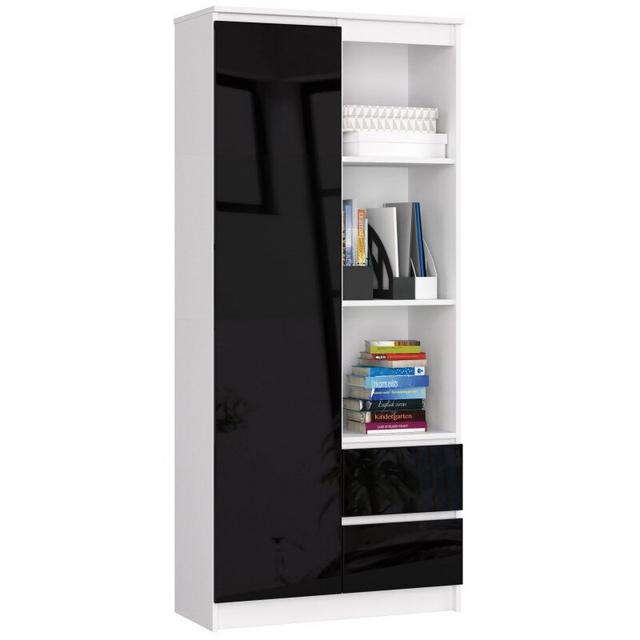 Alexous Bookcase Ebern Designs Colour: Black Gloss on Productcaster.