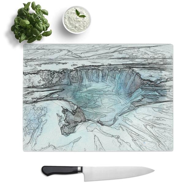 Glass Icelandic Waterfall in Abstract Chopping Board East Urban Home Size: 39 cm W x 28.5 cm L on Productcaster.