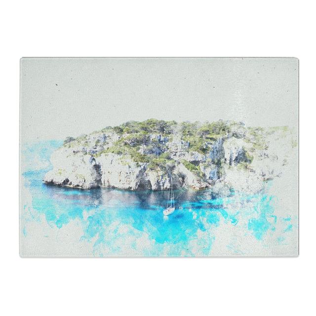 Tempered Glass Sailing Boat in Formentera Spain Chopping Board East Urban Home Size: 20 cm x 28.5 cm on Productcaster.