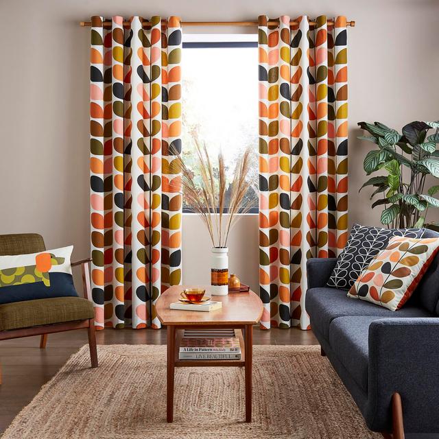 Eyelet Room Darkening Curtain Orla Kiely Panel Size: 117 W x 229 D cm on Productcaster.