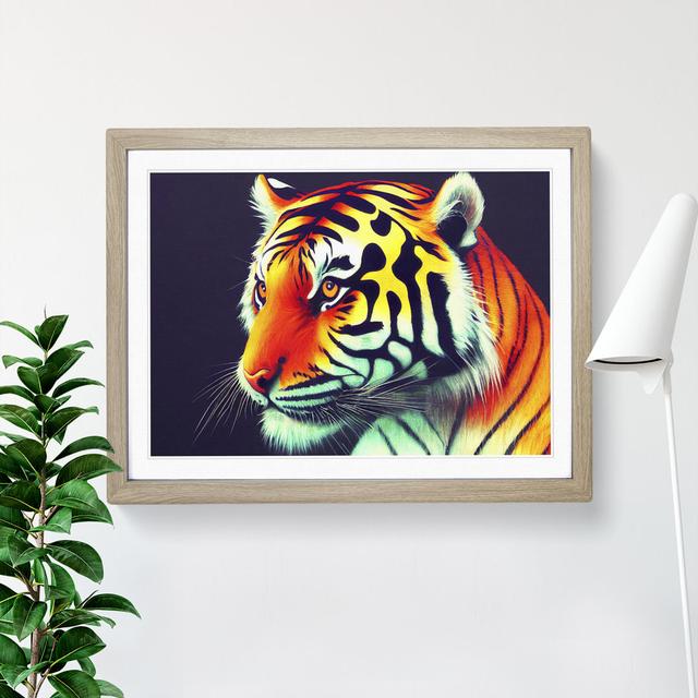 Blessed Tiger - Picture Frame Graphic Art World Menagerie Format: Oak, Size: 46cm H x 64cm W x 2cm D on Productcaster.