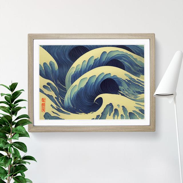 Japanese Ocean Waves Vol.1 House of Hampton Size: 34cm H x 46cm W x 2cm D, Frame Colour: Oak Framed on Productcaster.