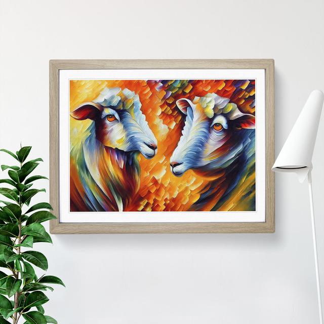 Sheep Painting Vol.1 Abstract - Picture Frame Graphic Art 17 Stories Frame Colour: Oak, Size: 34cm H x 46cm W x 2cm D on Productcaster.