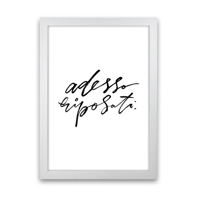 Adesso Riposati - Typography Print on Paper Happy Larry Size: 46cm H x 34cm W x 3cm D, Frame Option: White Frame on Productcaster.