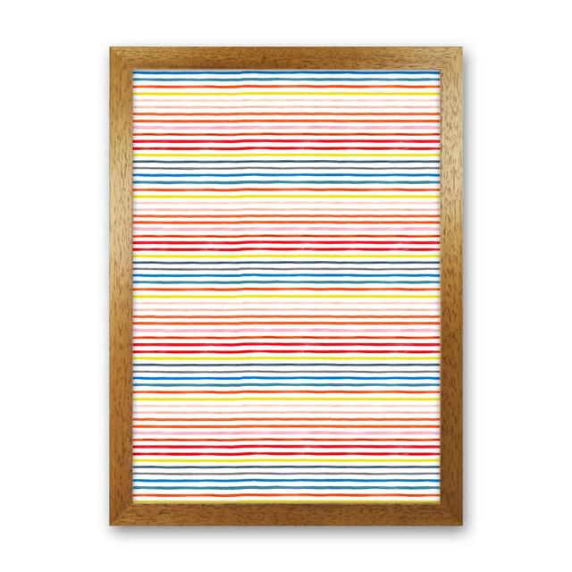 Marker Colorful Stripes - Print 17 Stories Size: 63cm H x 46cm W x 3cm D, Frame Option: Brown Framed on Productcaster.