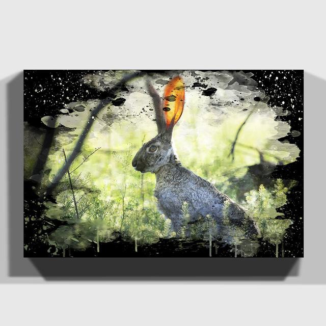 'Hare in the Meadow' Graphic Art on Wrapped Canvas East Urban Home Size: 40cm H x 60cm W on Productcaster.