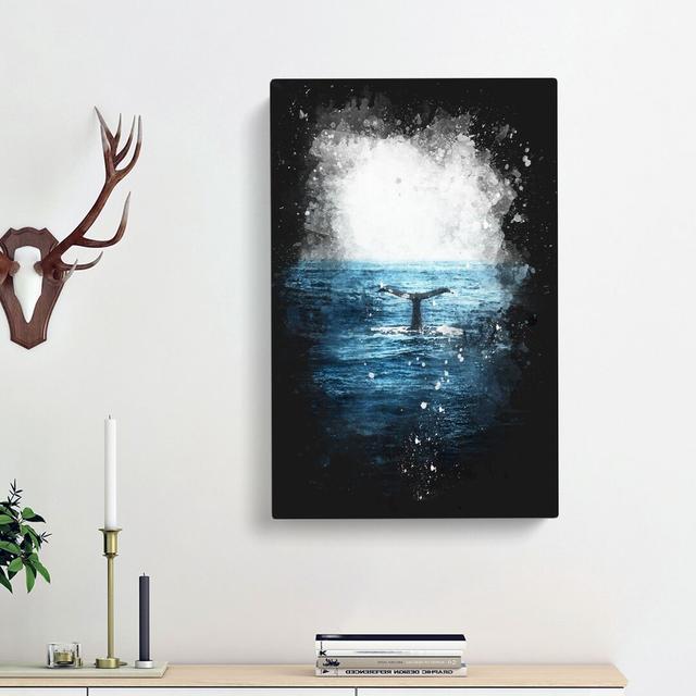 Blue Whale - Wrapped Canvas Graphic Art Print East Urban Home Size: 60cm H x 40cm W x 3cm D on Productcaster.