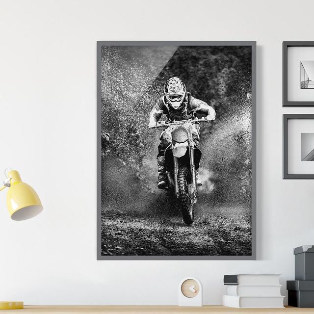 Motocross in the Mud - Picture Frame Graphic Art Borough Wharf Size: 40cm H x 30cm W x 2cm D, Frame Option: Grey Framed on Productcaster.