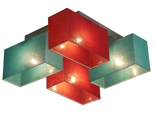 Seaton 4-Light Semi Flush Mount Latitude Run Frame Colour: Wenge, Shade Colour: Burgundy/Turquoise transparent on Productcaster.