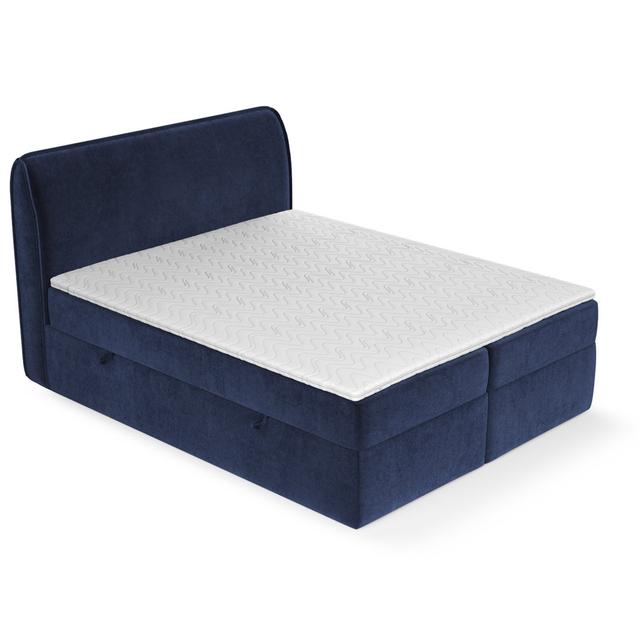 Gemütliches Boxspringbett Organic mit komfortablem Visco-Schaumstoff-Topper Maison de Rêve Größe: 140 x 200 cm, Farbe: Navy Blau on Productcaster.