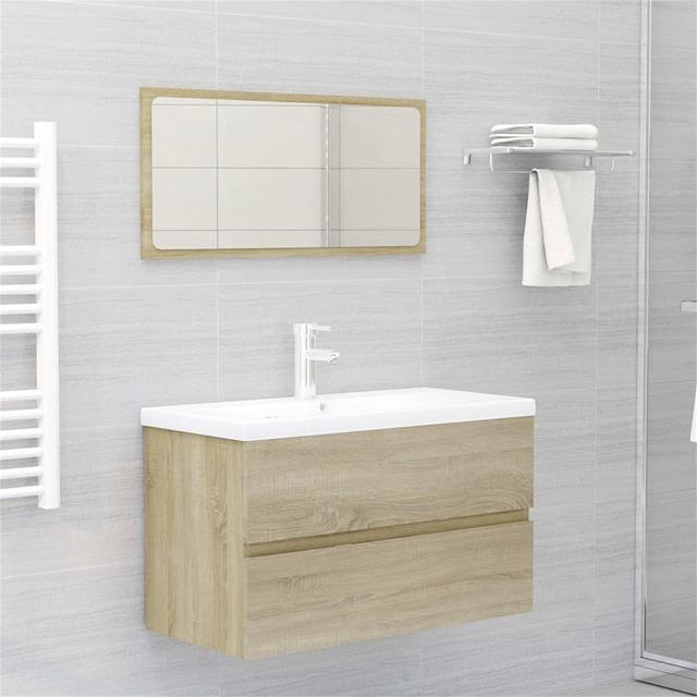 Krustan 80Cm Wall Mounted Single Bathroom Vanity Base Only Latitude Run Finish: Sonoma Oak on Productcaster.