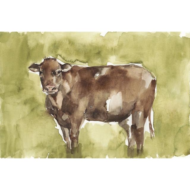 Cow In The Field II by Jennifer Goldberger - Wrapped Canvas Painting August Grove Size: 81cm H x 122cm W on Productcaster.