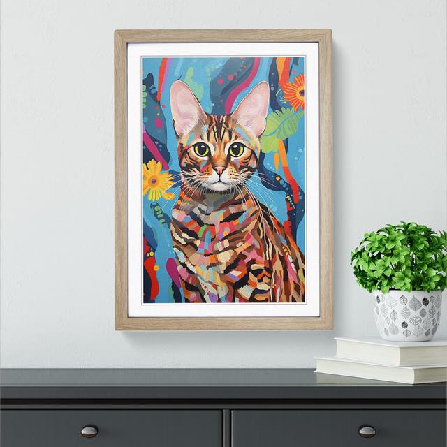 Bengal Cat Contemporary - Single Picture Frame Print on Wood Big Box Art Size: 64cm H x 46cm W x 2cm D, Frame Colour: Oak Framed on Productcaster.