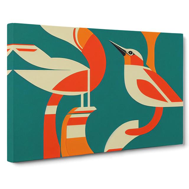 Kingfisher Bird Abstract - Wrapped Canvas Graphic Art Marlow Home Co. Size: 35cm H x 50cm W x 3cm D on Productcaster.