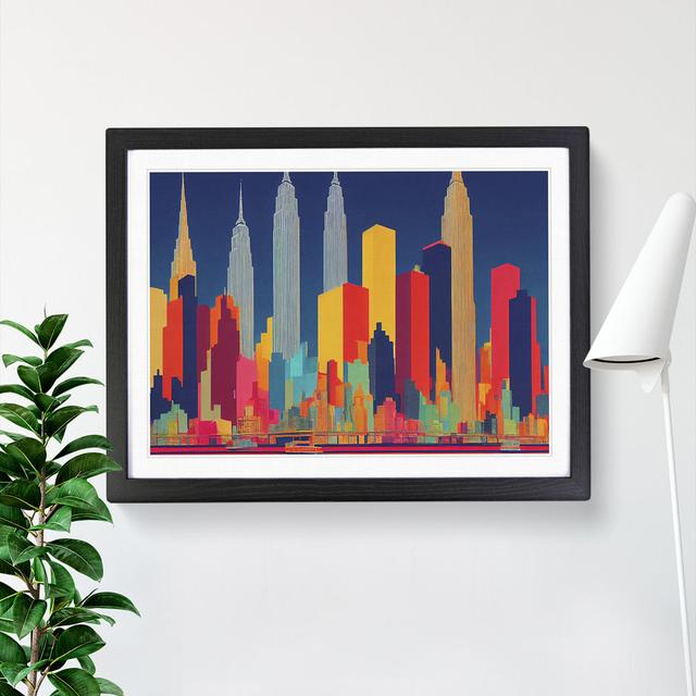 New York Skyline Retro Abstract - Picture Frame Graphic Art 17 Stories Frame Colour: Black, Size: 25cm H x 34cm W on Productcaster.