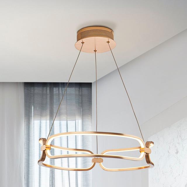 Mercedes 3 - Light LED Geometric Pendant Etta Avenue Finish: Aluminium/Golden on Productcaster.