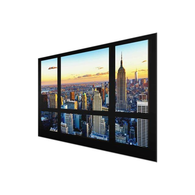 Sunrise New York Window View - Photograph Print on Glass East Urban Home Size: 60 cm H x 90 cm W on Productcaster.