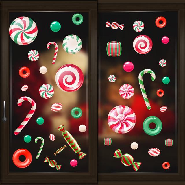 Walplus Xmas Peppermint Candy & Sweets Window Clings - 46 Stickers, 130 x 160 cm on Productcaster.