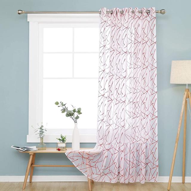 Aleksey Sheer Grommet / Eyelet Curtain Pair Metro Lane Panel Size: 140 W x 180 D cm, Colour: Orange on Productcaster.