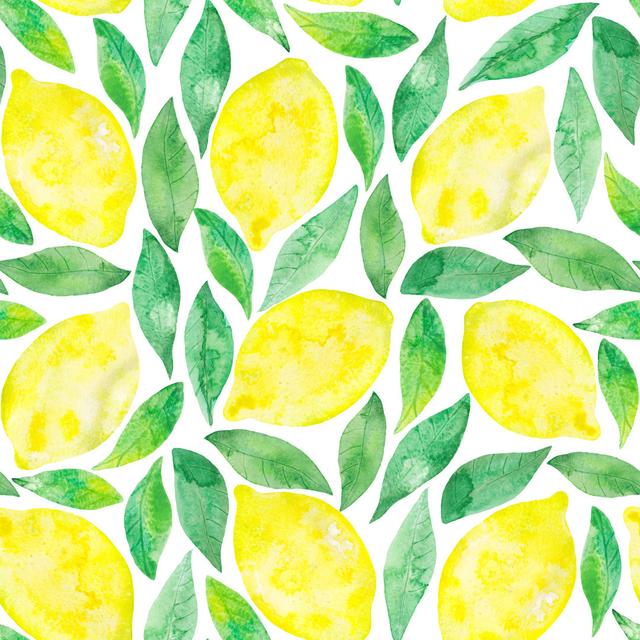 Watercolor Lemon Seamless Pattern by Nadydy - Wrapped Canvas Art Prints Marlow Home Co. Size: 91cm H x 91cm W x 3.8cm D on Productcaster.