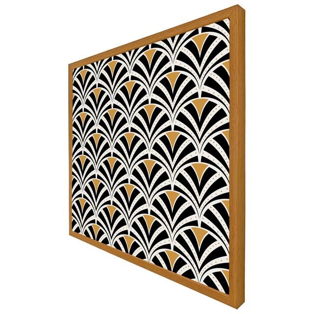 Ellston Black & Gold Shells Geometric - Single Picture Frame Art Prints ClassicLiving Size: 41cm H x 41cm W x 4cm D, Frame Colour: Oak Framed on Productcaster.