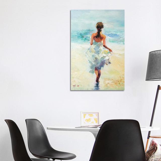 Girl Running On The Waves by Katharina Valeeva - Wrapped Canvas Painting Rosdorf Park Size: 101.6cm H x 66.04cm W x 1.905cm D on Productcaster.