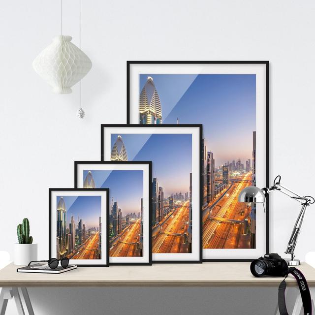 Dubai - Picture Frame Graphic Art Print on Paper East Urban Home Rahmenoptionen: Mattes Schwarz, Size: 70 cm H x 50 cm B on Productcaster.