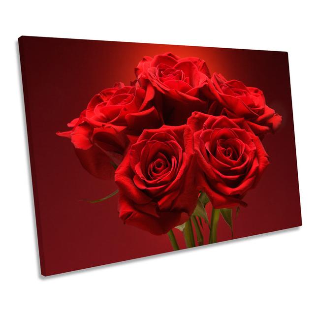 Bouquet Of Red Roses Flowers CANVAS WALL ART Framed Print Canora Grey Size: 40.6cm H x 61cm W on Productcaster.