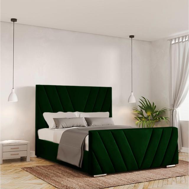 Aurin Upholstered Bed Canora Grey Size: Small Double (4'), Colour: Emerald on Productcaster.