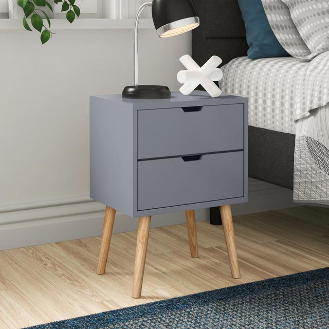 Lalani 2 Drawer Bedside Table Zipcode Design Colour: Dark Grey on Productcaster.