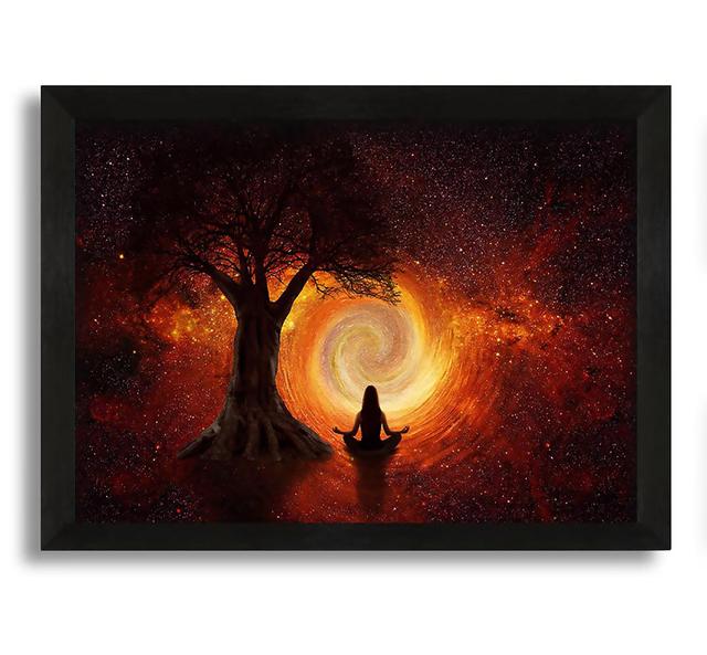 Meditation by the Tree - Picture Frame Graphic Art on Canvas Ophelia & Co. Size: 42cm H x 60cm W x 10cm D on Productcaster.