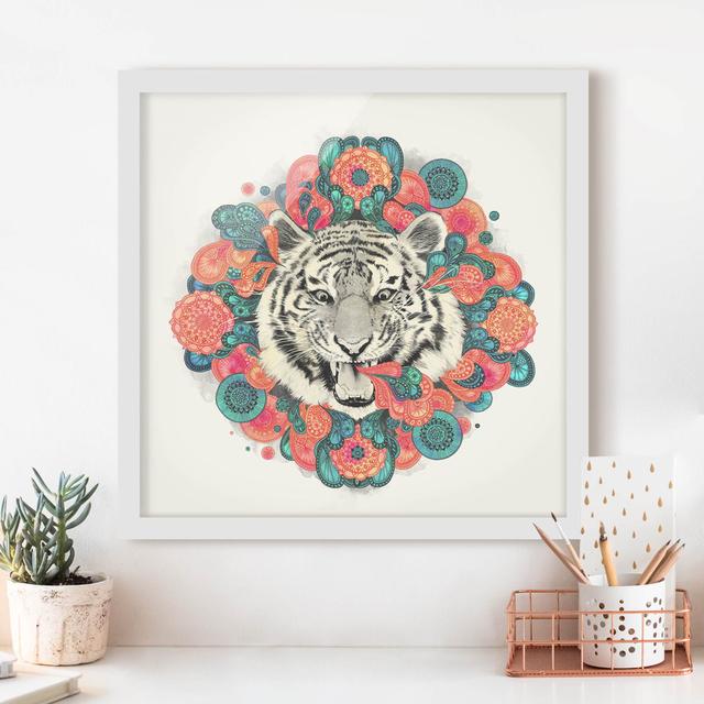 Illustration Tiger Mandala Paisley - Picture Frame Graphic Art Latitude Vive Size: 50cm H x 50cm W x 2cm D, Frame Option: White on Productcaster.