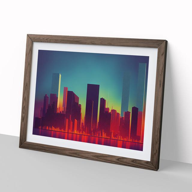 Exceptional City Skyline Architecture Abstract - Picture Frame Graphic Art 17 Stories Size: 34cm H x 46cm W x 2cm D, Frame Colour: Walnut on Productcaster.