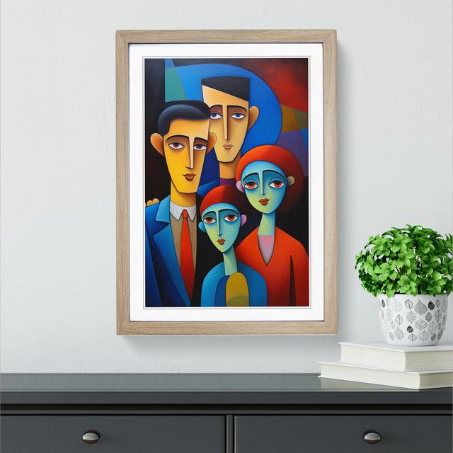 Loving Family Hard Edge Painting - Single Picture Frame Print on Wood Marlow Home Co. Size: 34cm H x 25cm W x 2cm D, Format: Oak Framed on Productcaster.